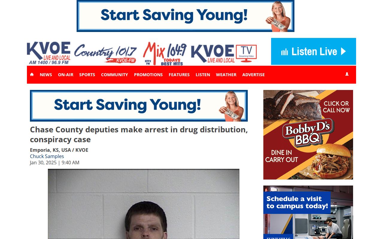 Chase County mugshot in contextual KVOE arrest news